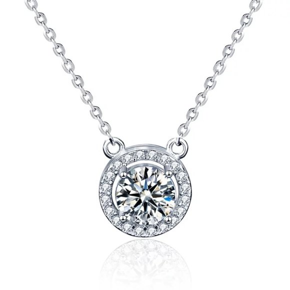 Jewelry - Certified 1ct. t.w. Diamond Round Necklace 18k White Gold over Italy Silver